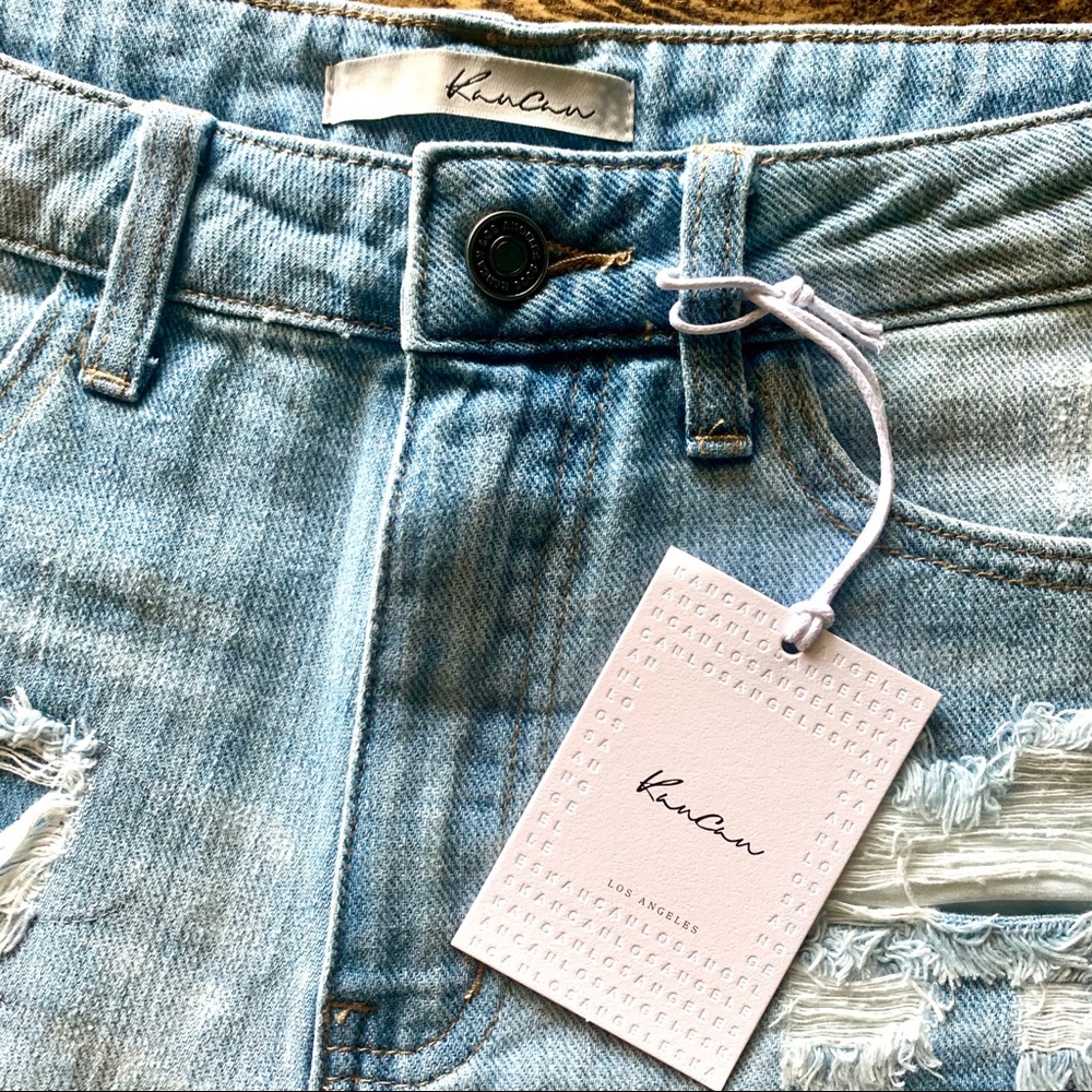 NWT KanCan Shredded Light Denim Shorts - Picture 2 of 7